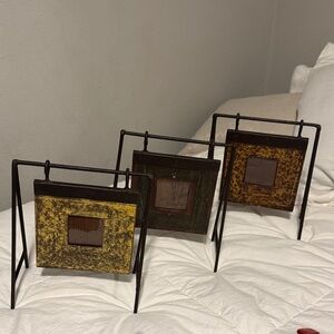 Rustic Metal and Wood Photo Frame Set 6x6 in. Picture size 2.5x2.5 in.
